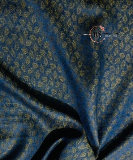 Navy Blue Pure Linen Jacquard Shirting by Linen Paridhan .