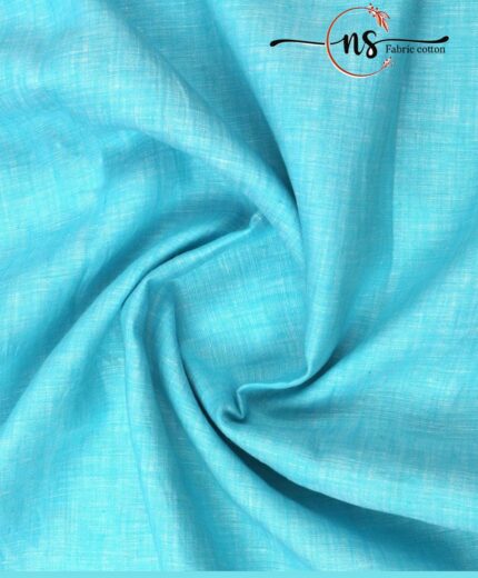 Men Pure Linen Sea Green Plain Shirt Fabric 60*60