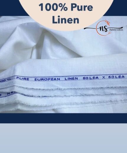Men Pure Linen White Shirt Fabric 60*60