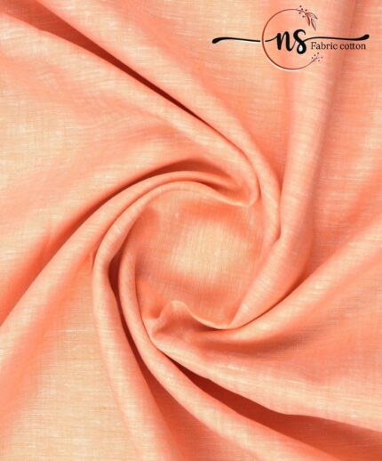Men Pure Linen Orange Colour Plain Shirt Fabric 60*60