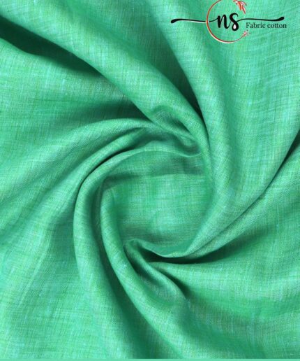 Men Pure Linen Green Plain Shirt Fabric 60*60