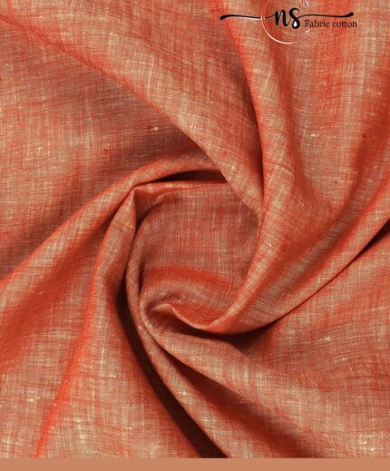 Pure Linen  Peach Shirt Fabric Maroon 60*60