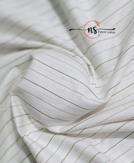 Pure Linen Striped Shirt Fabric White Pattern